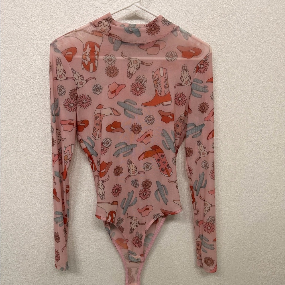 Pink Western-Themed Bodysuit